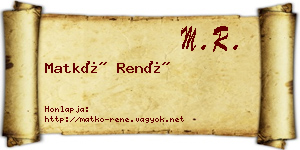 Matkó René névjegykártya